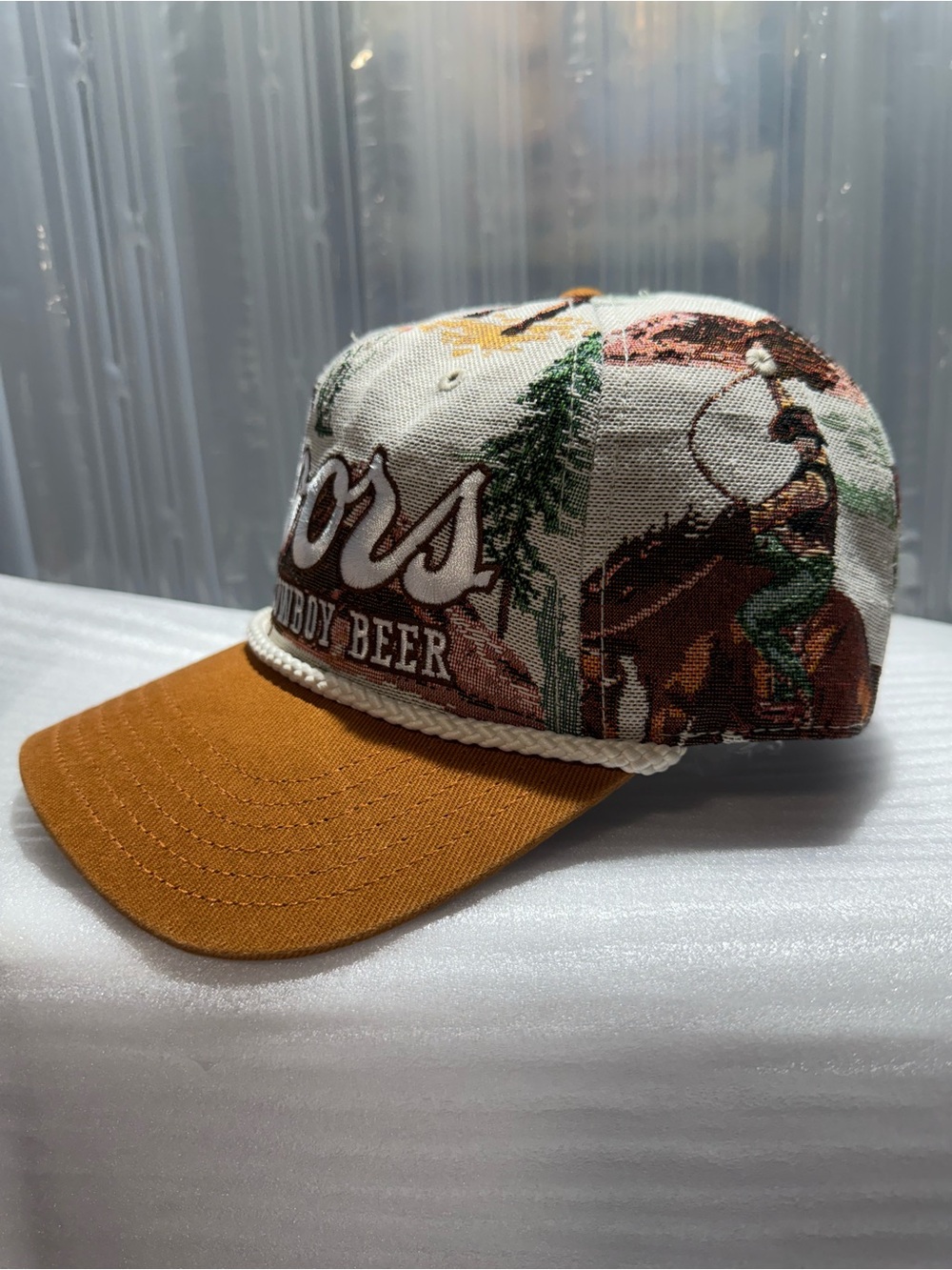 Coors The Cowboy Beer Western Tapestry Snapback Hat Rope Cap NWT OSFM